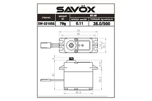 Savox SW-2210SG Standard 45kg 8.4V Metal Geared Waterproof Servo image 44247