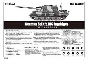 Trumpeter 1/16 German Sd.Kfz.186 Jagdtiger Tank Scaled Plastic Model Kit image 44765