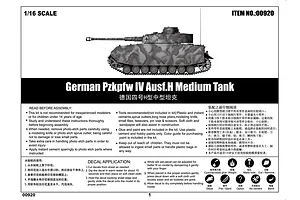 Trumpeter 1/16 German Pzkpfw IV Ausf.H Medium Tank Scaled Plastic Model Kit image 44788
