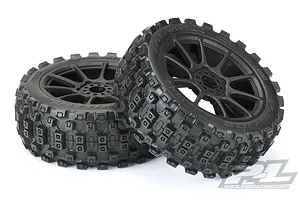 Pro-Line 3.3" Badlands MX M2 (Medium) Tyres on Black Mach 10 Rims - Glued Buggy Wheels 2Pcs image 44934