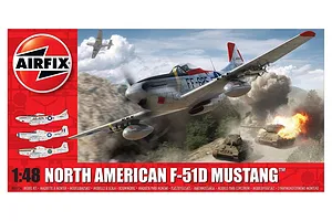 Airfix 1/48 North American F51D Mustang Fighter Scaled Plastic Model Kit