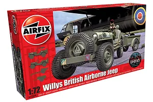 Airfix 1/72 British Airborne Willys Jeep w/ Trailer & Howitzer Scaled Plastic Model Kit image 45980