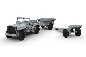 Airfix 1/72 British Airborne Willys Jeep w/ Trailer & Howitzer Scaled Plastic Model Kit image 45981