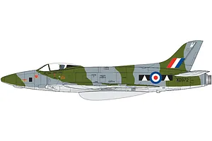 A digital side-profile illustration of a Supermarine Swift F.R. Mk.5 fighter jet in military camouflage livery.