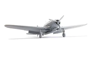 A front-quarter view of an unpainted, grey plastic model of a Nakajima B5N2 Kate bomber aircraft on a white background.