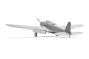 A grey, unpainted plastic model of a Nakajima B5N2 Kate bomber seen from the rear three-quarter angle against a white background.