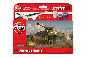 Airfix 1/72 Sherman Firefly Tank Scaled Plastic Model Kit Small Starter Set