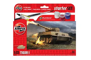 Airfix 1/72 Tiger 1 Tank Scaled Plastic Model Kit Small Starter Set image 46507