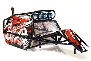 Rovan Black Steel GT Sand Rail Baja Roll Cage w/ Painted Red Panels and LED Spot Lights & Spare Tyre Mount image 47736