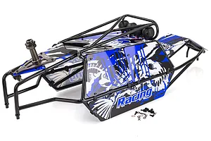 Rovan Black Steel GT Sand Rail Baja Roll Cage w/ Painted Blue Panels and LED Spot Lights & Spare Tyre Mount image 47739