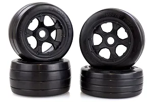 Rovan 4.7/5.5" Baja 5B Slick Tyres on Black Rims - Beadlocked Wheel Set image 47751