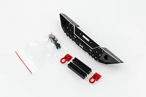 HSP Black Aluminium Rear Bumper Set w/ Red D-Ring Tow Shackles & Hardware image 49179