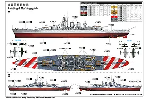 Trumpeter 1/350 Italian 1940 RN Vittorio Veneto Navy Battleship Scaled Model Kit image 49493