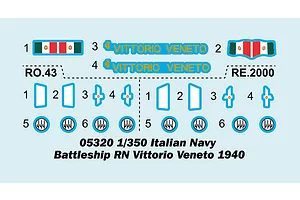 Trumpeter 1/350 Italian 1940 RN Vittorio Veneto Navy Battleship Scaled Model Kit image 49494