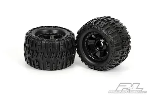 Pro-Line 3.8" Trencher Tyres on Black Raid Rims - Glued Wheels 2Pcs image 49680