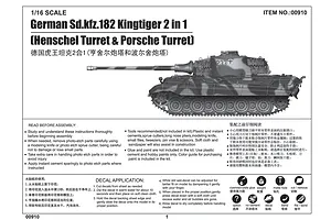 Trumpeter 1/16 German Sd.kfz.182 Tiger King 2 in 1 (Henschel Turret & Porsche Turret) Tank Scaled Plastic Model Kit image 50004