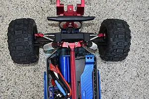 GPM Blue Aluminium 1/10 Hoss 4X4 VXL Centre Brace + Front & Rear Tie Rods w/ Stabiliser image 50394