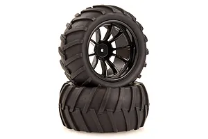 HSP 2.8" Off Road V-Groove Tyres on 10 Spoke Black Rims - Wheels 2Pcs image 50890