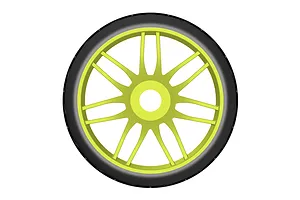 GRP 3.1" GT-T01 Revo S4 Soft/Medium Compound Belted Tyres on 7 Spoke Yellow Rims - Glued Wheels 2Pcs image 50908