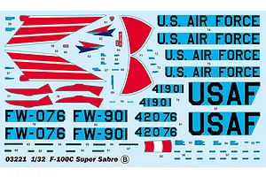 Trumpeter 1/32 USAF F-100C Super Sabre Fighter Jet Scaled Plastic Model Kit image 52770