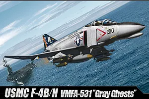 Academy 1/48 USMC F-4B/N "VMFA-531 Grey Ghosts" Phantom Jet Fighter Plastic Scale Model Kit image 52956