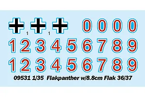 Trumpeter 1/35 Flak Panther "Flugabwehrkanone" Flak 88mm 36/37 Armoured Vehicle Scaled Plastic Model Kit image 53218