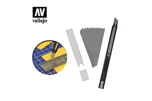 Vallejo Retractable Slim Snap-Off Knife & 10Pcs Blades image 53610