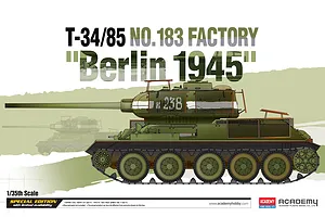 Academy 1/35 Russian T-34/85 No.183 Factory "Berlin 1945" Tank Scaled Plastic Model Kit image 54503