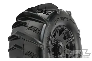 Pro-Line 3.8" Dumont Paddle Tyres on Black Raid Rims - Glued Wheels 2Pcs image 54638