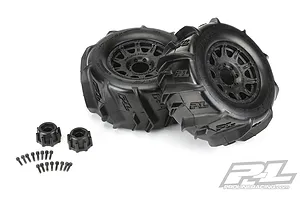 Pro-Line 3.8" Dumont Paddle Tyres on Black Raid Rims - Glued Wheels 2Pcs image 54639