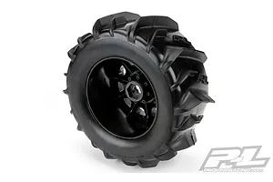 Pro-Line 3.8" Dumont Paddle Tyres on Black Raid Rims - Glued Wheels 2Pcs image 54642