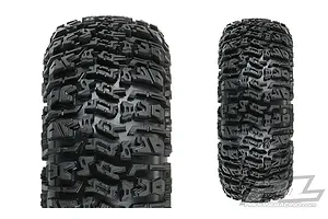 Two Pro-Line 2.2 inch Trencher G8 rock crawler tyres shown from different angles against a white background.
