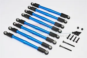 GPM Blue Aluminium Front &amp; Rear Linkages (Upper &amp; Lower) 8Pcs w/ Hardware