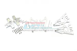 GPM Silver Aluminium Front Suspension Arms & Steering Hubs Set image 55953