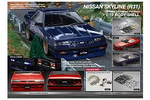 Killerbody 1/10 Nissan Skyline R31 Red Painted Body Shell w/ Decals image 56159