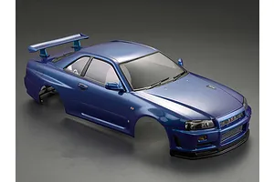 Killerbody 1/10 Nissan Skyline BNR34 Blue Painted Body Shell w/ Decals image 56338