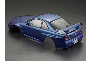 Killerbody 1/10 Nissan Skyline BNR34 Blue Painted Body Shell w/ Decals image 56340