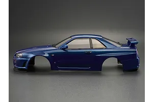 Killerbody 1/10 Nissan Skyline BNR34 Blue Painted Body Shell w/ Decals image 56342