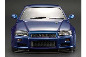 Killerbody 1/10 Nissan Skyline BNR34 Blue Painted Body Shell w/ Decals image 56346