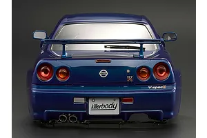 Killerbody 1/10 Nissan Skyline BNR34 Blue Painted Body Shell w/ Decals image 56347