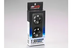 Killerbody 1.55" Black Aluminium Toyota Land Cruiser Beadlock Rims 2Pcs w/ 14mm Offset image 56505