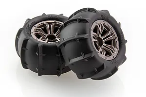 Tornado 1.7/2.2" Sand Buster Paddle Tyres on 5 Spoke Gunmetal Rims - Glued Wheels 2Pcs image 57532