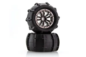 Tornado 1.7/2.2" Sand Buster Paddle Tyres on 5 Spoke Gunmetal Rims - Glued Wheels 2Pcs image 57533