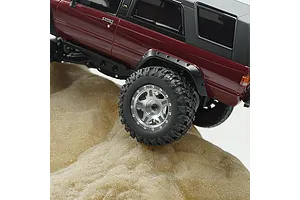 Yeah Racing 1.0" Soft Micro Tyres on Silver 5 Spoke Rims w/ Hexes - Beadlocked Wheels 4Pcs image 57553