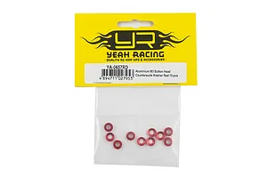 Yeah Racing Red Aluminium M3 Button Head Countersunk Washers 10Pcs image 57579