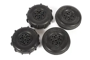 Axial 1.2/1.6" ST28 Razor Front & Rear Paddle Tyres on Black Rims - Glued Wheels 4Pcs image 57599