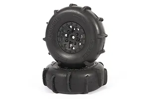 Axial 1.2/1.6" ST28 Razor Front & Rear Paddle Tyres on Black Rims - Glued Wheels 4Pcs image 57600