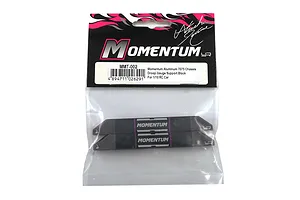 Yeah Racing Momentum aluminium droop gauge support blocks in retail packaging, featuring black and purple finish.