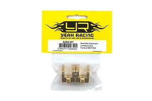 Yeah Racing brass rear suspension link mounts for Axial RBX10 Ryft in original yellow and white retail packaging.
