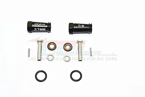 GPM Black Aluminium SCX10 II +27mm Hex Adapters 2Pcs w/ Hardware